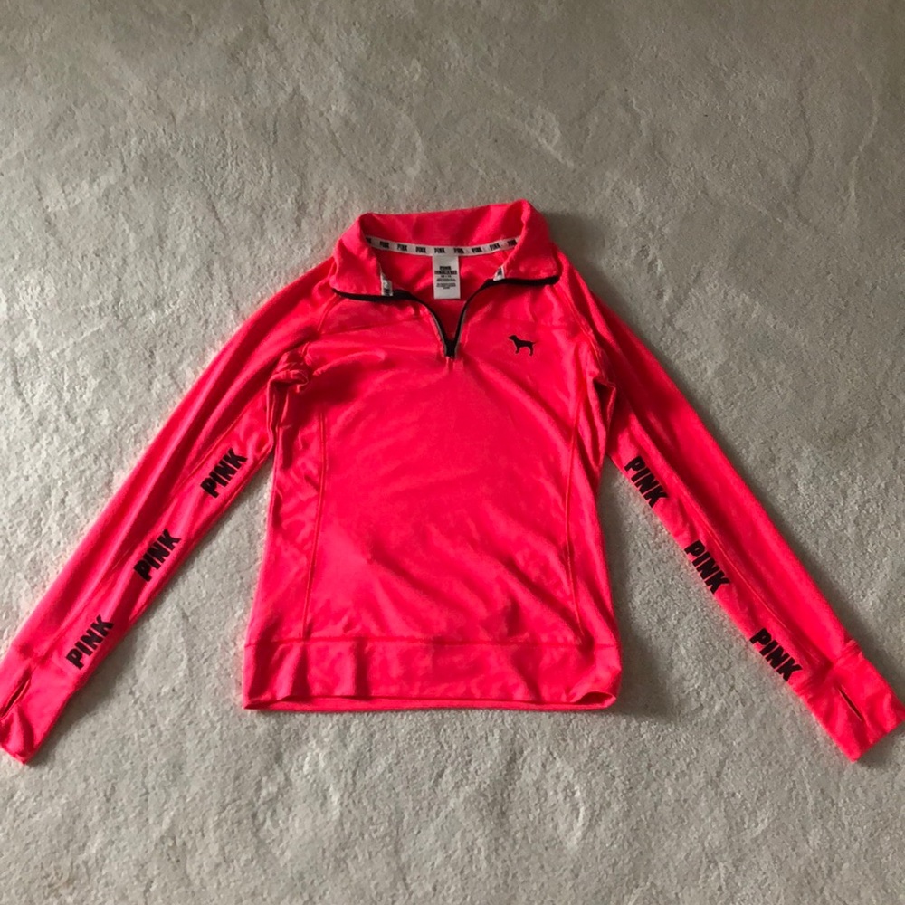 neon pink quarter zip fleece